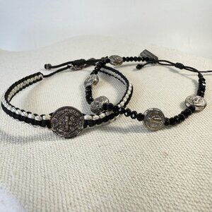 My Saint My Hero St.‎ Benedict Charm Bracelets Braided Beaded Black Adjustable